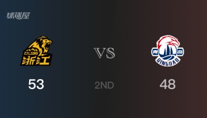 广厦半场领先青岛，奈特得到11分，米奇得到12分